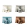 Herren Boxer Unterwäsche Elastisch Mittlere Taille Atmungsaktiv Schlank Geschnittene Shorts Slips Reine Farbe U-Konvex Design Glatter Stoff Eisseide Slips