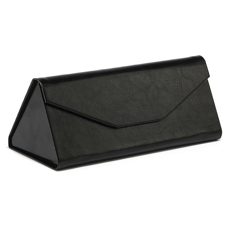 

Foldable Black Leather Triangle Glasses Case - Suitable for Sunglasses and Myopia Glasses, Logo Customizable.