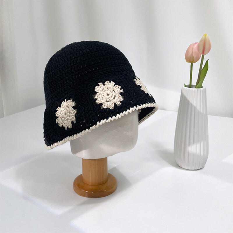 Женская ручная работа Цветочная праздничная шляпа C4846_Black