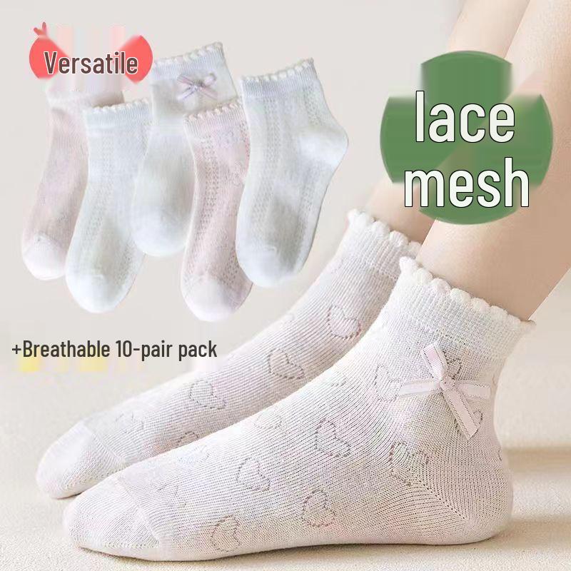 Calcetines Rosas de Princesa para Niñas: Diseño de Conejo de Encaje Otoño e Invierno