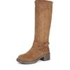 Naza same western cowboy boots women's 2025 autumn new wasteland wind boots pleated pile boots knight boots