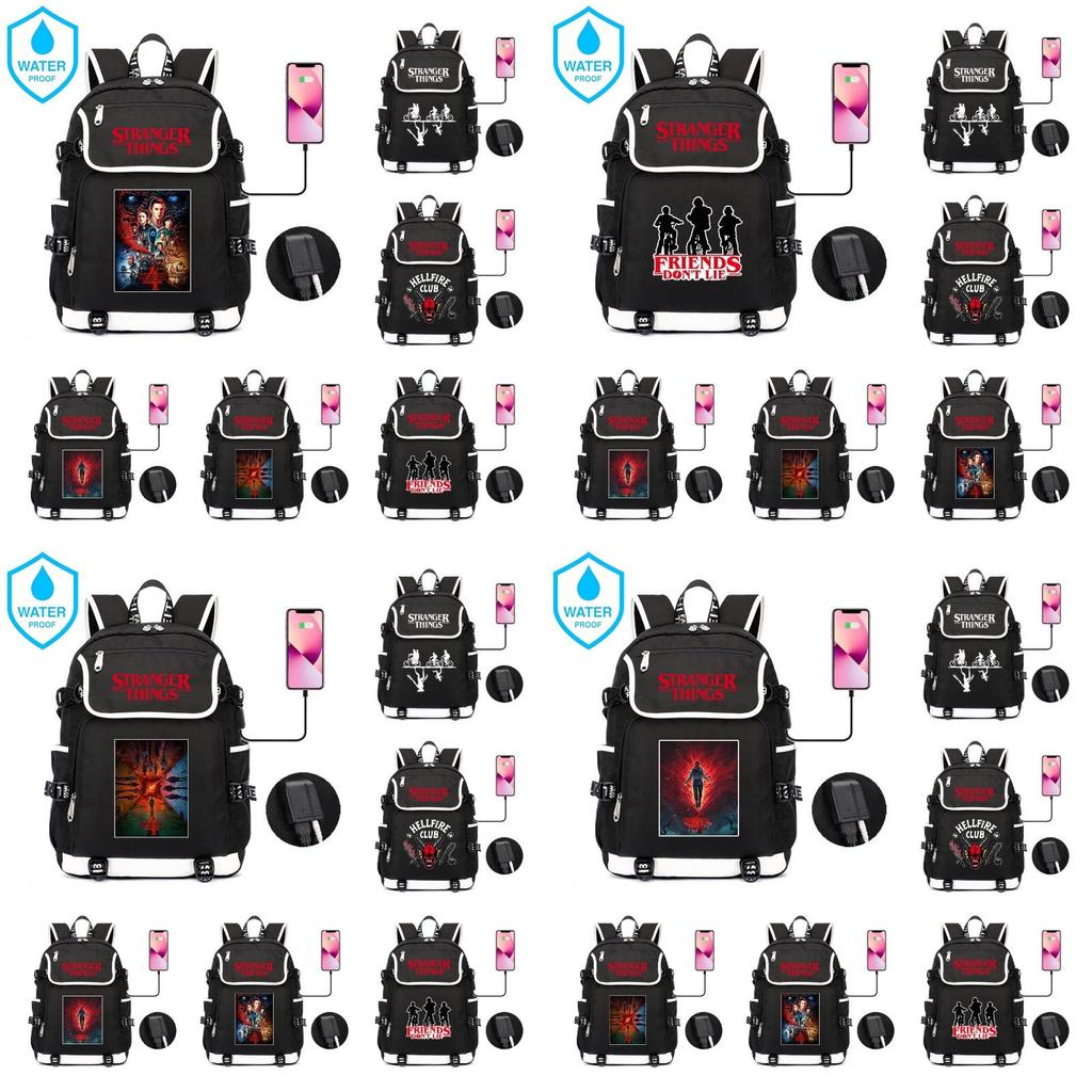 Mochila Impermeable Stranger Things 4 Perfecta Para Estudiantes Y Adultos Con Gran Capacidad Y Función Recargable USB