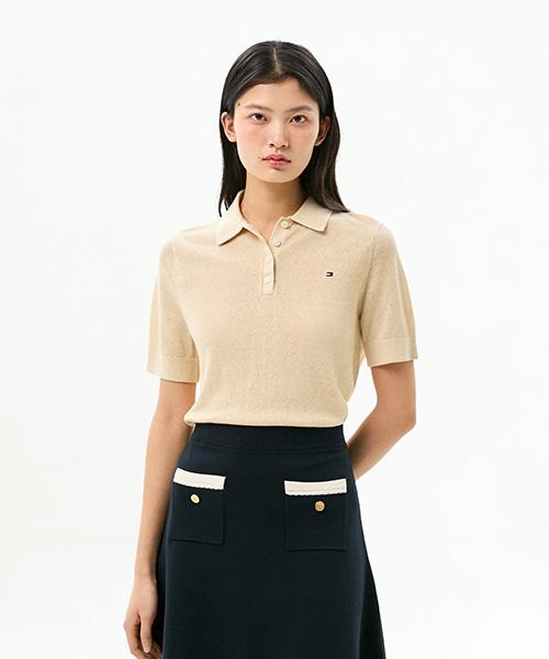 TOMMY HILFIGER Linen Blend Polo Sweater