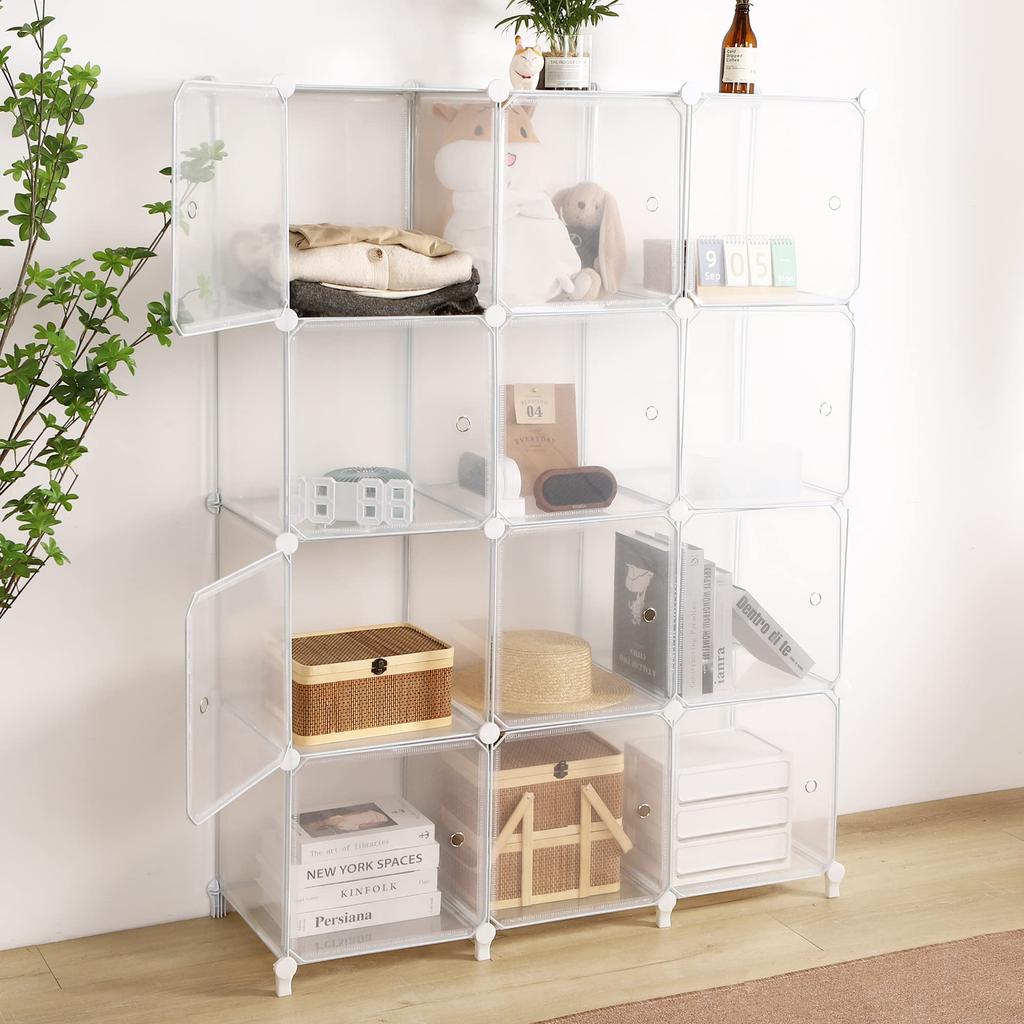 Dustproof Storage Storage Shelf with Easy Large Clothes Storage 12 Boxes Space-Saving RackTITIROBA Door, Assembly, Capacity, Rack, Box, Closet,