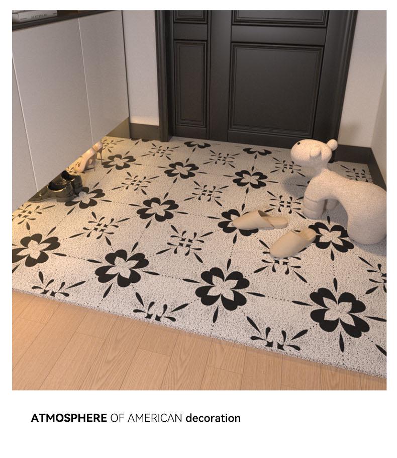 Geometric Entry Door Mat Silk Coil, Non-Slip, Wear-Resistant, Easy To Clean & Cut To Size