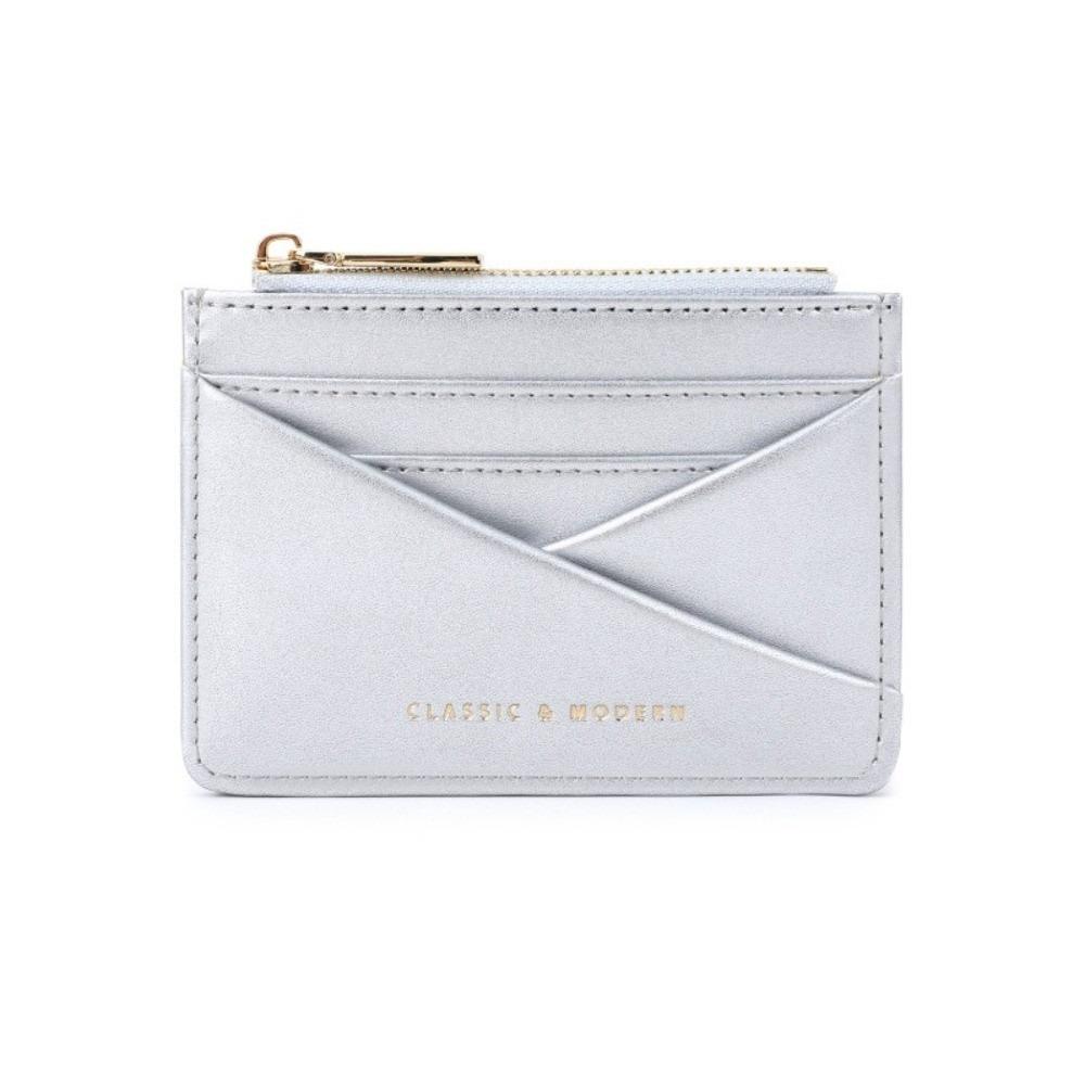 

Retro Solid Color Short Wallet Korean Style Ultra Thin Coin Purse Multi Slot Multi-function PU Leather Card Holder Men серебряный