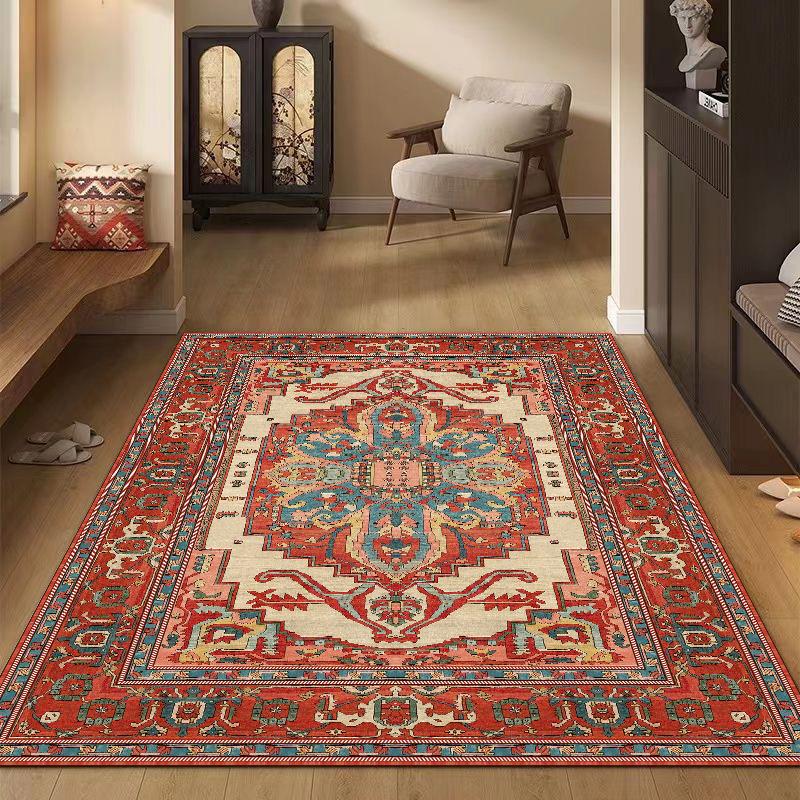 Vintage Floral Print Area Mat - Foldable, Distressed Design, Machine Washable, Non-Slip Rubber Backing, Perfect for Bedroom, Living Room, Dining Room