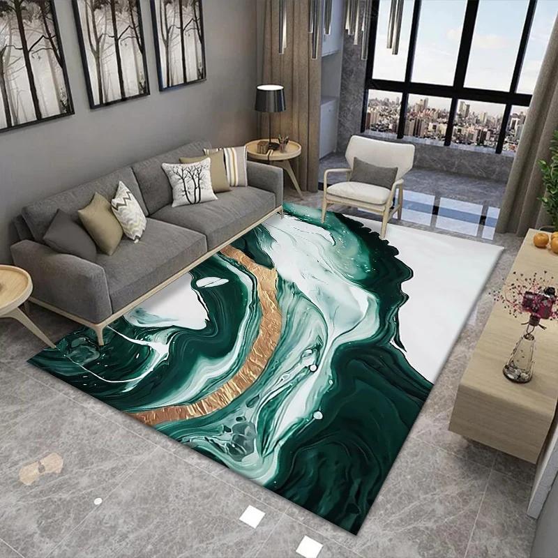 Nordic Light Luxury Marble Living Room Carpet Bedroom Art Abstract Bedside Carpets Kitchen Non-slip Balcony Study Rugs Porch Mat