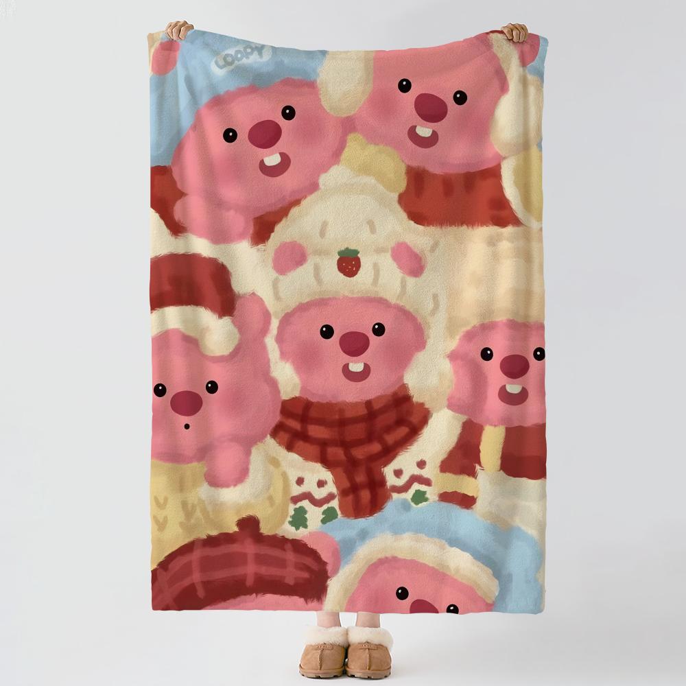 Character LLoopy Throw Soft Warm Flannel Blanket Multiuse Throw for Bed Sofa Office Air Conditioning Nap Blanket