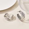 New silver silver needle hollow C-shaped multi-layer earrings personalized design earrings fashionable metal temperament earrings