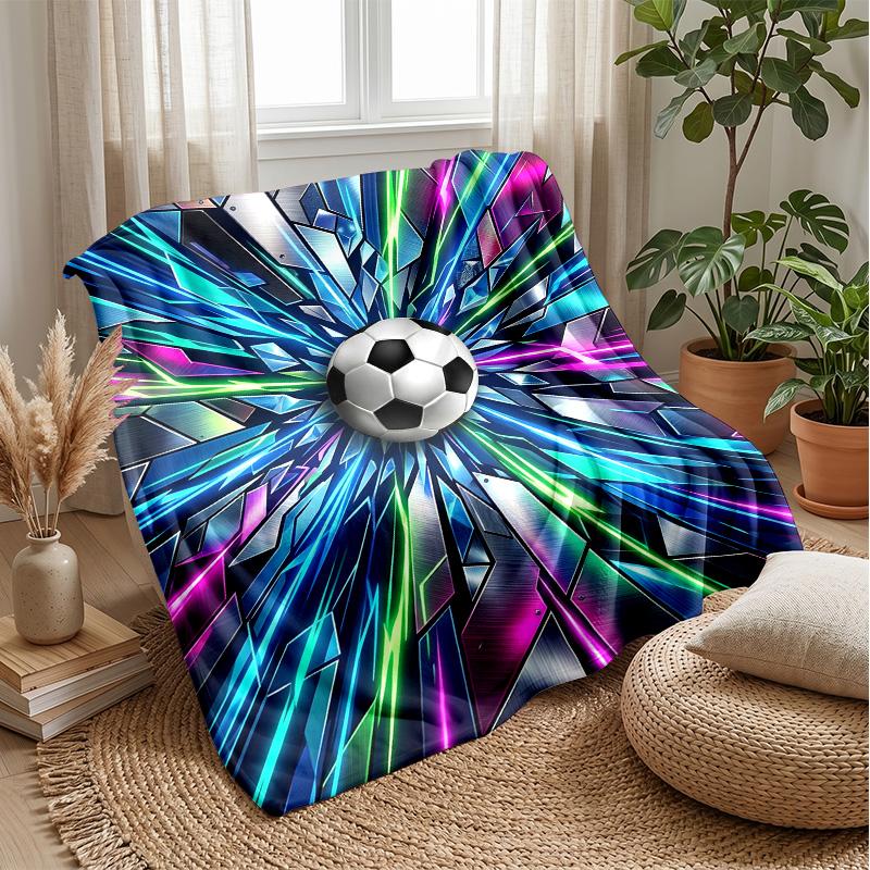 Soccer Ball Dreams Theme Blanket Lightweight Warm Flannel Blanket Decorative Throw Blanket for Home Decoration