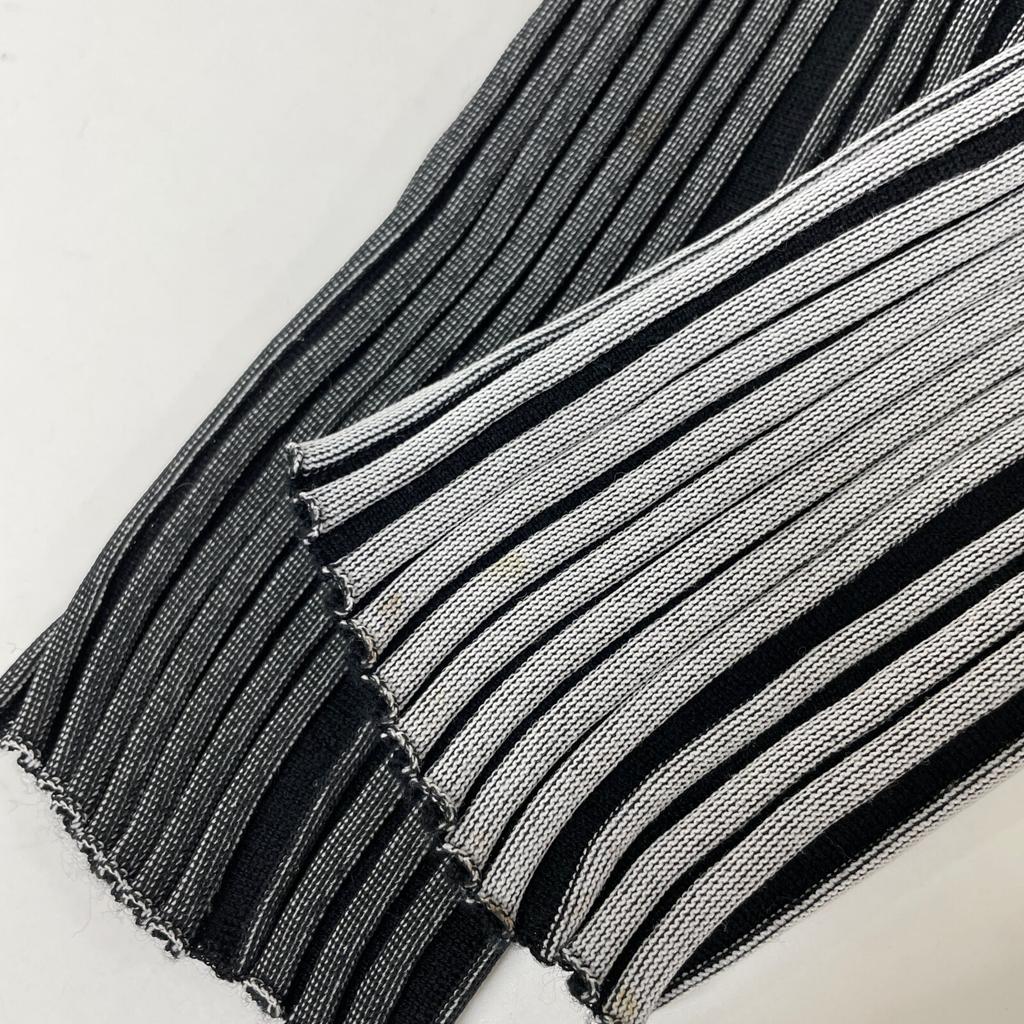 ISSEY MIYAKE Black IM23KH279MEANDER KNIT Wool Blend Border Dress dress 2 Gray / blackUsed