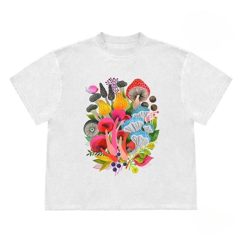 

colorful mushrooms Graphic Youthful Popularity Vibrant Daily Short Sleeves Casual Style Fashion Comfortable Kawaii Harajuku 4XL