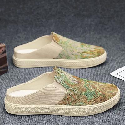 Slides Eva Rubber Male Slipper Mules Canvas Men's Shoe Half Low Price Mascullino High Quality 2025 Original Y2k Style