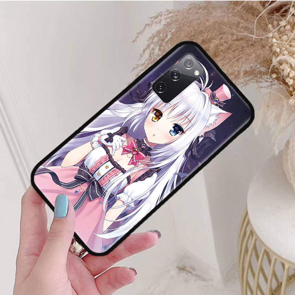 

Черный чехол для iPhone 16 15 Plus 14 13 12 11 Pro 8 6 SE XR XS Max P30 Nova 5T Y5P Y6 Y7 Y8P Y9 Realme C30 C33 C31 W-59 Cat Girl Huawei Y7 2019 кожа буйвола