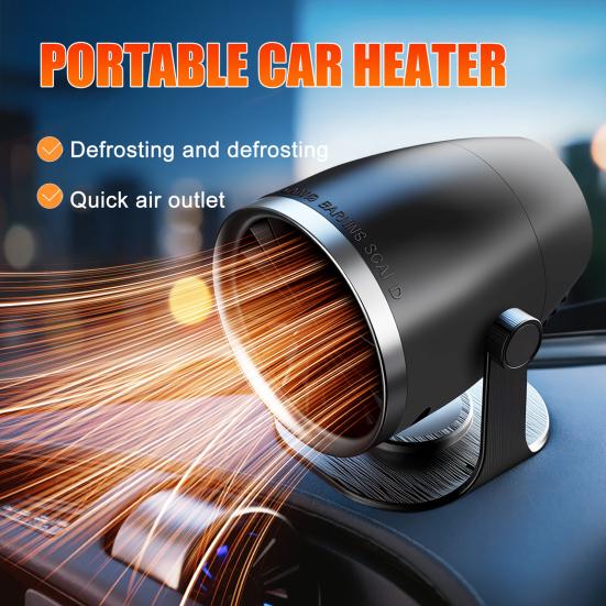 12V/24V Car Heater And Defroster 2-in-1 Portable Air Heater for Windshield Demisting Fast Heating Car Defrosting Fan with Dual Power Setting