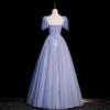 Blue evening dress 1011 new high-end princess dress on the run student day adult ceremony promotion host fairy temperament