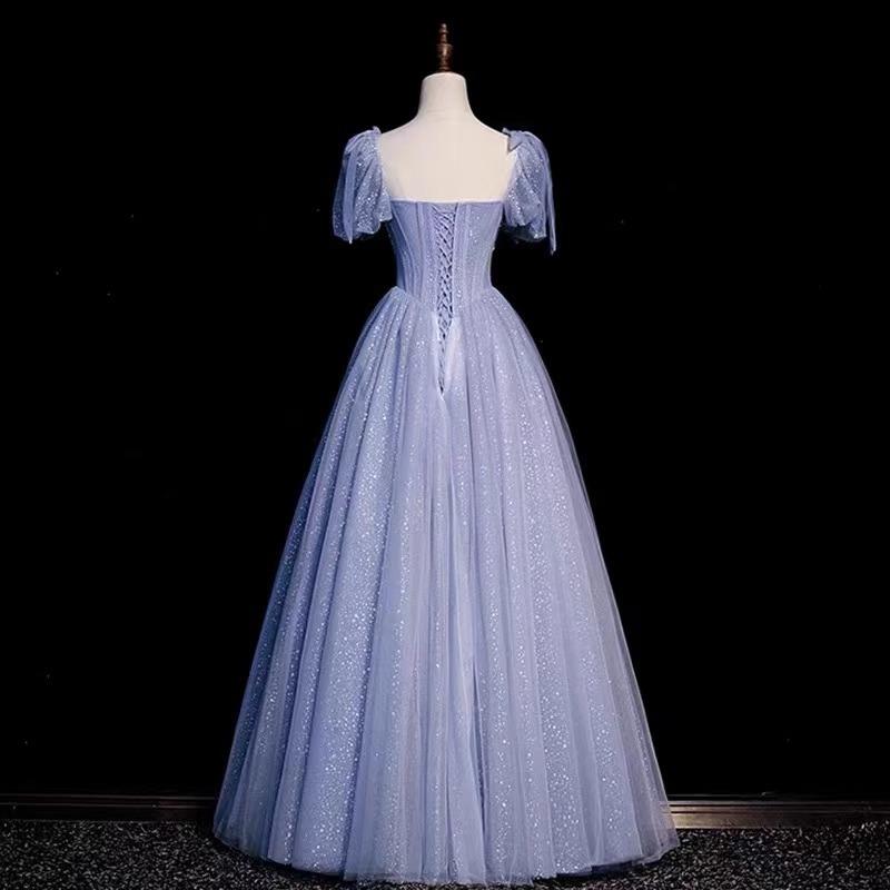 Blue evening dress 1011 new high-end princess dress on the run student day adult ceremony promotion host fairy temperament
