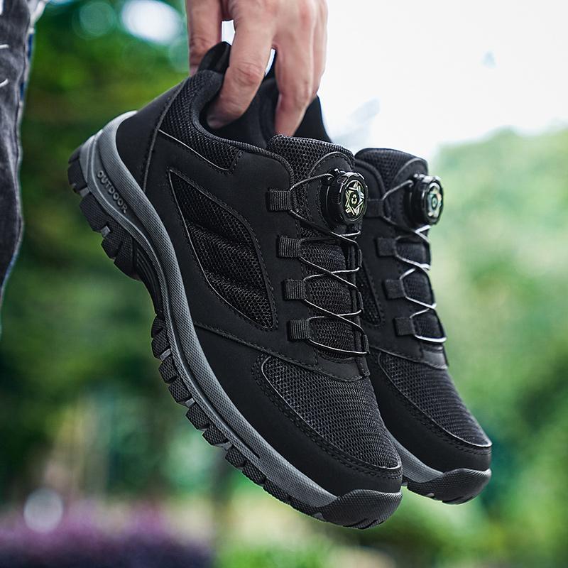 Outdoor Men Hiking Shoes Solid Color Comfortable Non-slip Sporty Shoes Light Breathable Wear-resistant Mens Walking Sneakers