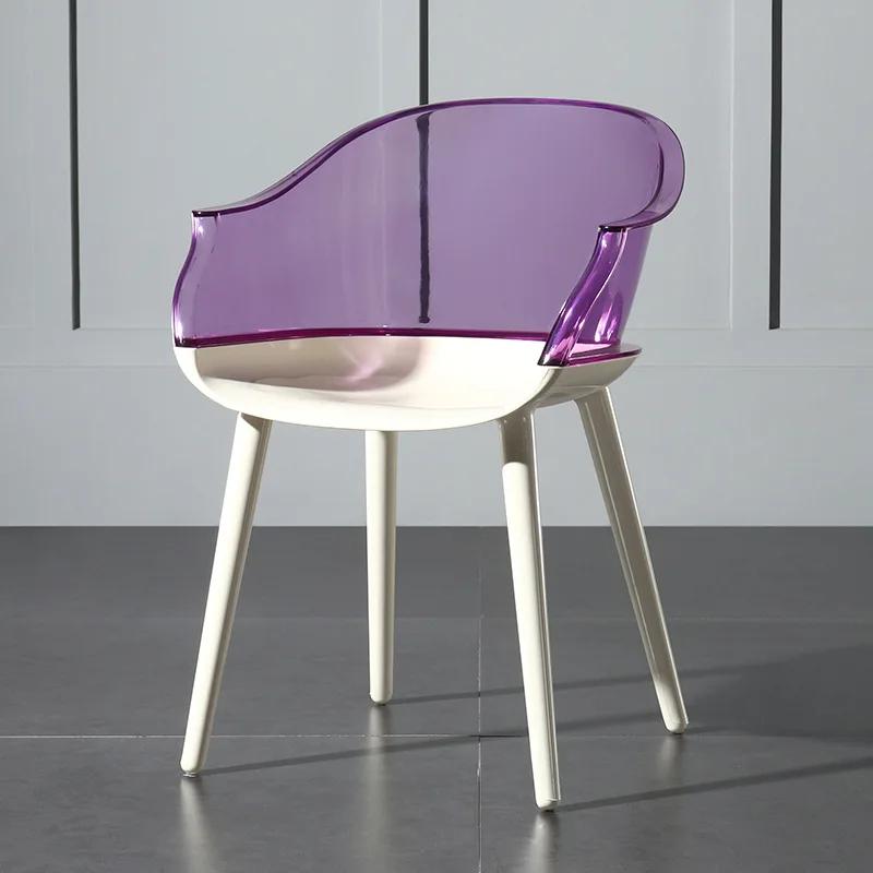 Transparent Dining Chair for Kitchen Home Furniture Modern Minimalist Plastic Armchair Designer Acrylic Chair Back Dining Chairs