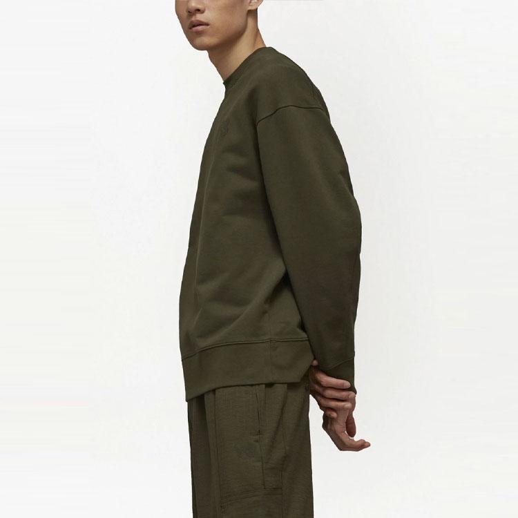 Y-3 FW22 Logo Print Crewneck Long Sleeve Sweatshirt Men sweatshirt Military-Green HT4495
