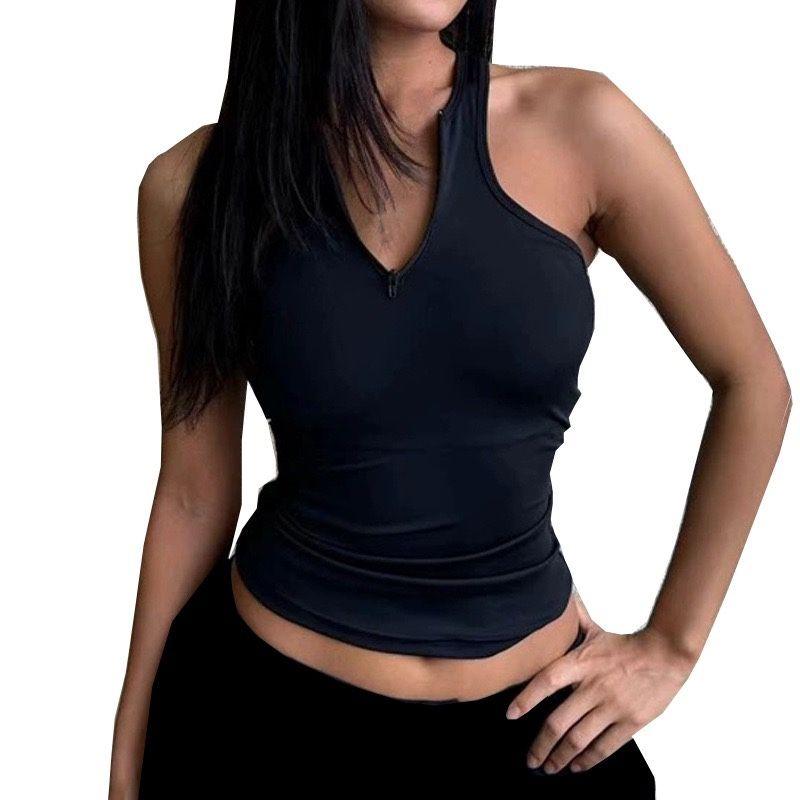 Fashion Sports Vest for Women with Chest Pad Quick-Drying Zipper H-Shaped Beauty Back Workout Bra Running Yoga Clothes Tops