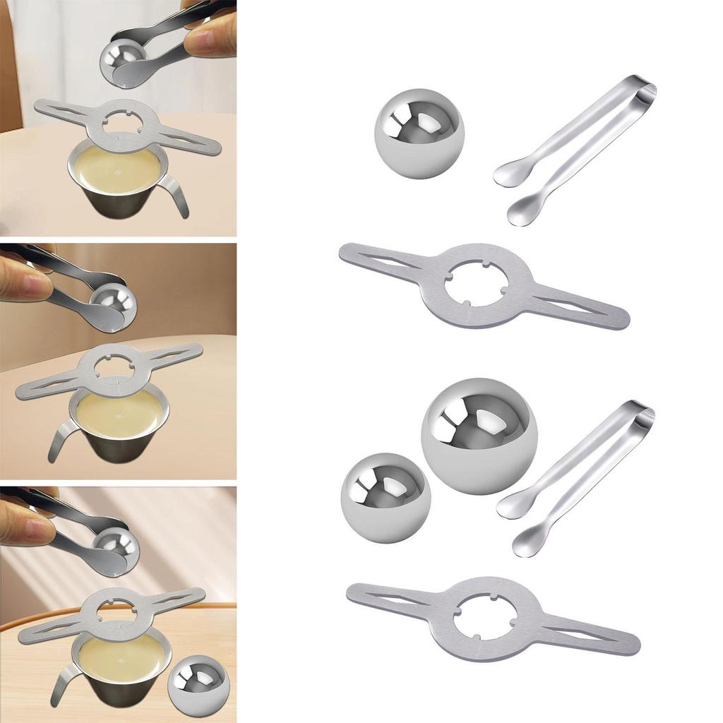 Coffee Ice Ball Rack Reusable Portable Stainless Steel with Holder Stainless Steel Ice Ball Set for Tea Time Home Bar Party Cafe