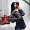 Plus Size Hollow Sweater Women's Black Fishnet Yarn Top Sweater Women's Loose Pullover Knitting