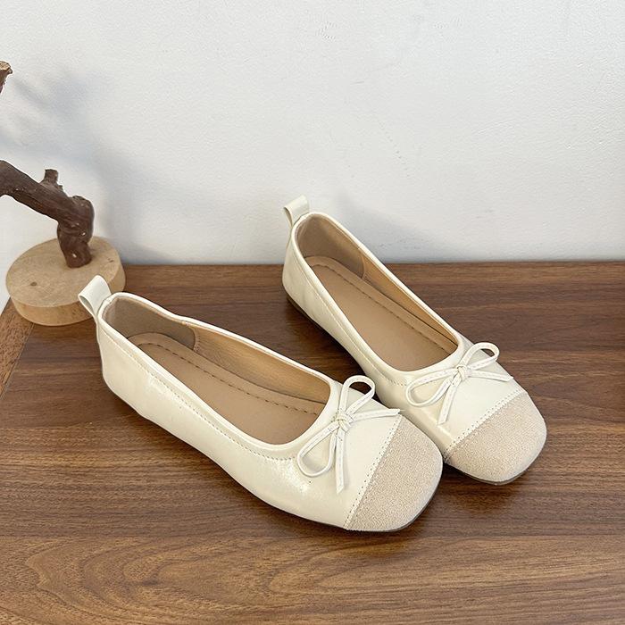 Beige high-end British style flat-bottomed ballet women's shoes 2025 new summer skirt versatile Mary Jane single shoes