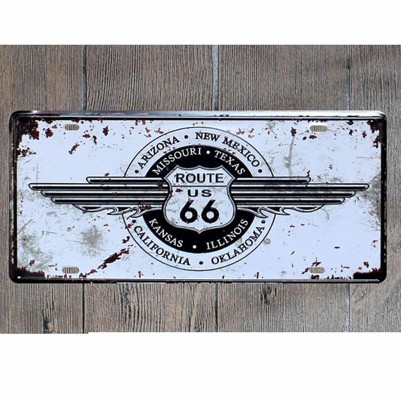 

license plate antique tin plate vintage tone ROUTE66 arizona new mexico California oklahoma route 66 a20