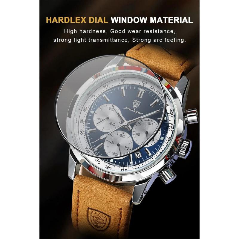 POEDAGAR Luxus Herrenuhr Hohe Qualität Wasserdicht Chronograph Leuchtende Armbanduhr Leder Quarz Uhren Lässige Uhr