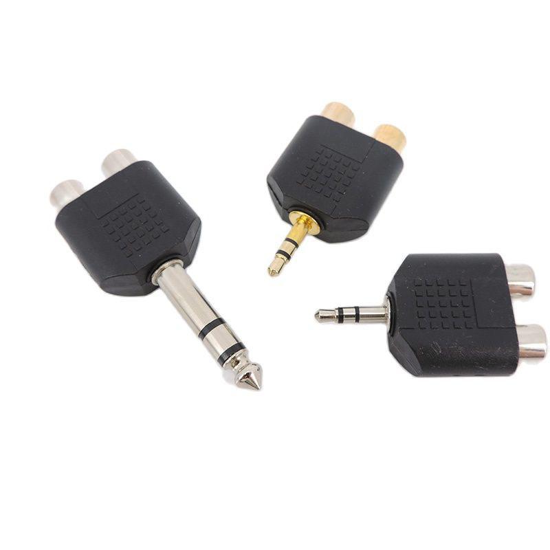 1x 1/4 Zoll Audio 3,5 mm 6,5 mm 6,35 mm Stecker auf 2 Dual Cinch Buchse Stecker Y-Verteiler Stereo Verbinder Konverter AV-Adapter