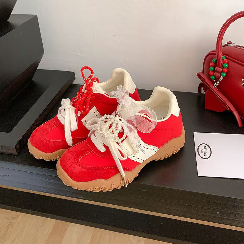 Cowhide~ Grape mother new color, 8cm inner height increase crescent thick-soled mandarin duck shoelaces sports and leisure shoes women's training s