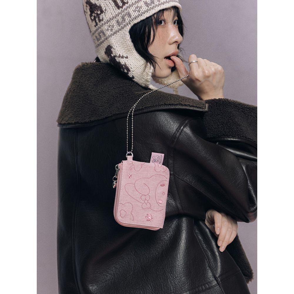 JOSEPH & STACEY Denim Keyring Card Wallet My Melody Washed Pink