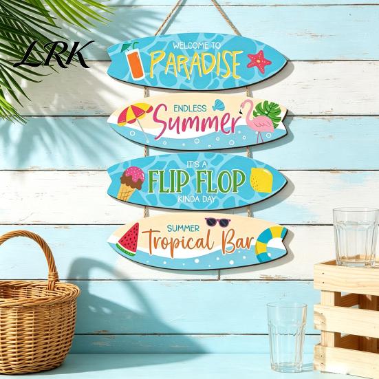 Bedroom Wall Accent Inspirational Wooden Hanging Sign, Summer Surf Kids Positive Quote Plaque, Decorative Wood Plaque Farmhouse String Sign
