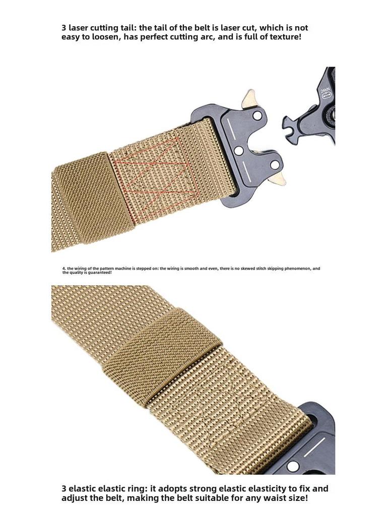 Elastic Tactical Nylon Belt with Alloy Buckle, Popular for Outdoor Use, Customizable Size