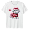 Cute Puppy Dog Hearts Valentines Day Mens T-Shirt Womens Tee Graphic Unisex