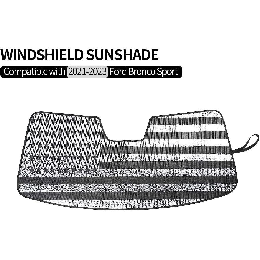 JWWY Windshield Sunshade Window Sun Shade for 2021-2025+ Ford Bronco Sport Accessories,Foldable Sun Shield Upgrade Reflective Polyester Cover Block