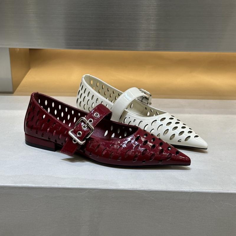 Fashion 2025 Summer Women's Shoes New Patent Leather Low Heel Shoes Pointed Toe Shallow Mouth Hollow Mary Jane Shoes Fashionable Sandals
