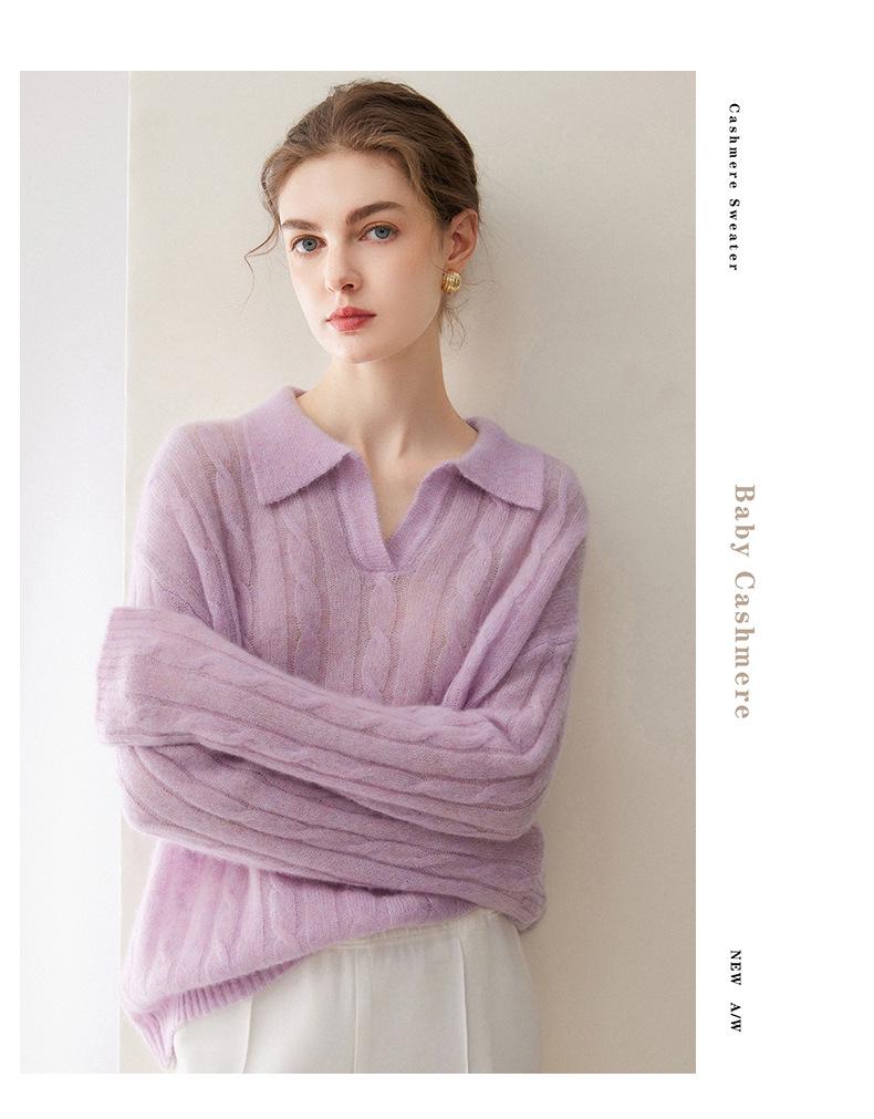 Kangbaolaisi Women's Cashmere Cable Knit Sweater - High-Quality, Versatile, Casual Base Layer