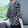 Spring and Autumn Ladies Chiffon Shirt Polka Dot Cover Belly Summer Ruffled Waist Blouse Western Style Small Shirt