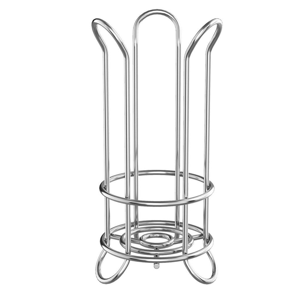 Silver Vertical Paper Towel Holder - Punch-Free Desktop Kitchen Storage Rack