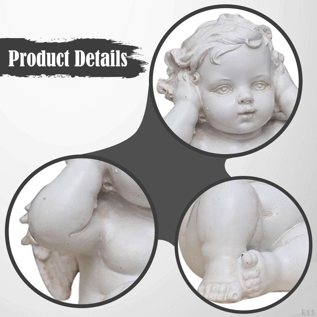 Angel Statue Resin Sculpture Decoration Retro Nordic Style Desktop Ornament for Living Room