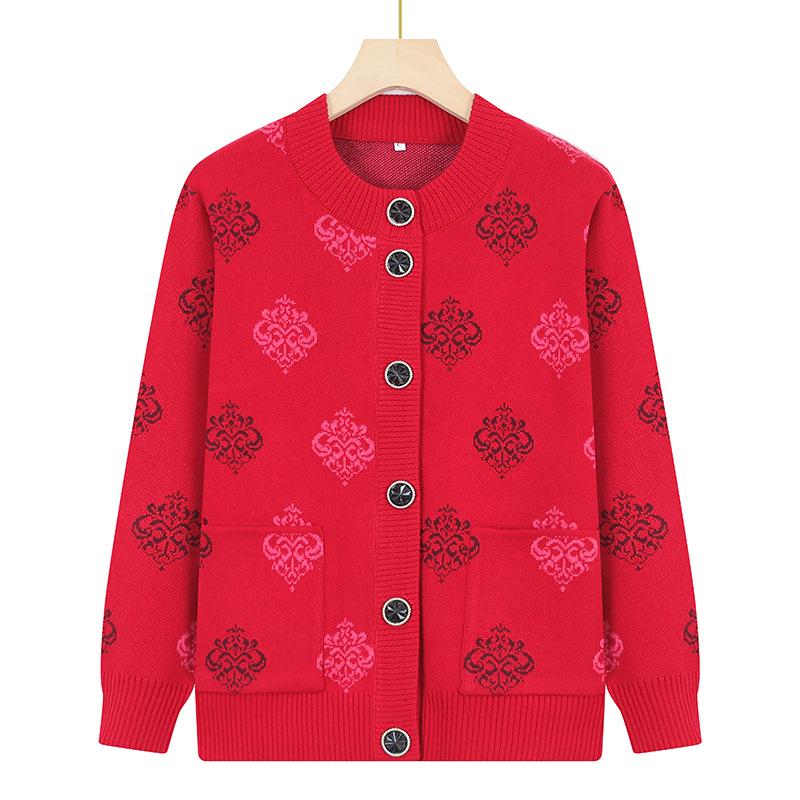 Grandma's Autumn Coat Cardigan: Knitwear for Middle-aged to Elderly Women