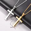 Vintage Stainless Steel Cross Pendant Necklace for Women Men Religious Christ Charm Chain Christian Faith Prayer Metal Jewelry