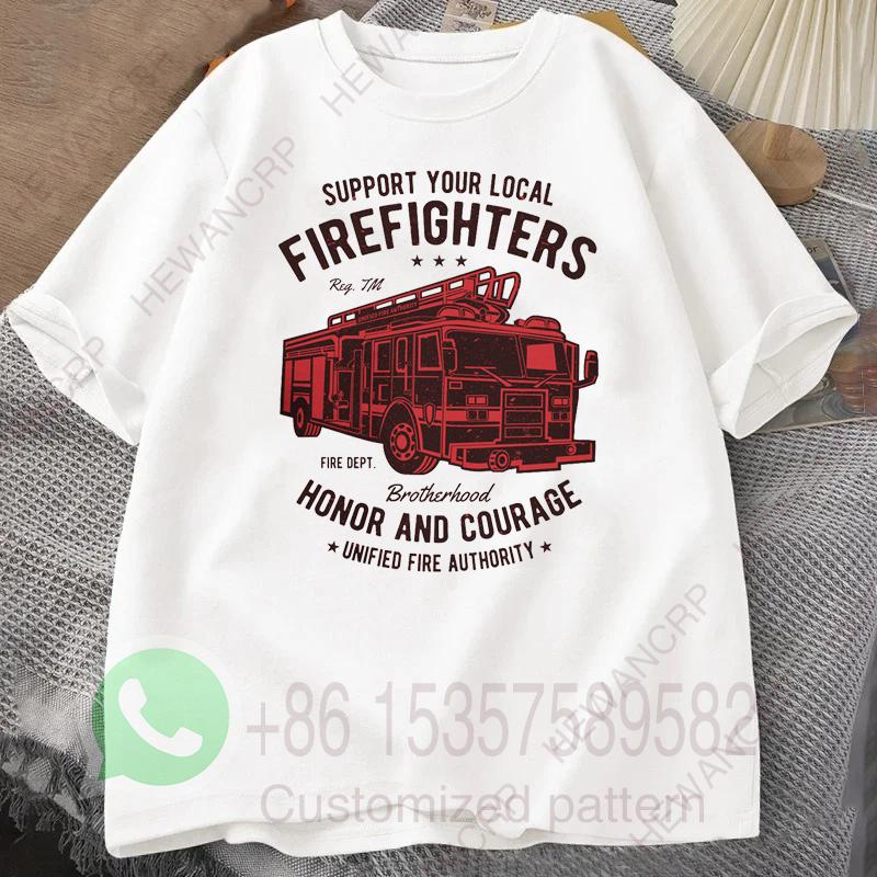 Firefighter Fire Department Fire Truck Mens TShirt Tracksuit Summer Casual Sportswear Round Neck Shortsleeved Cotton Pullover