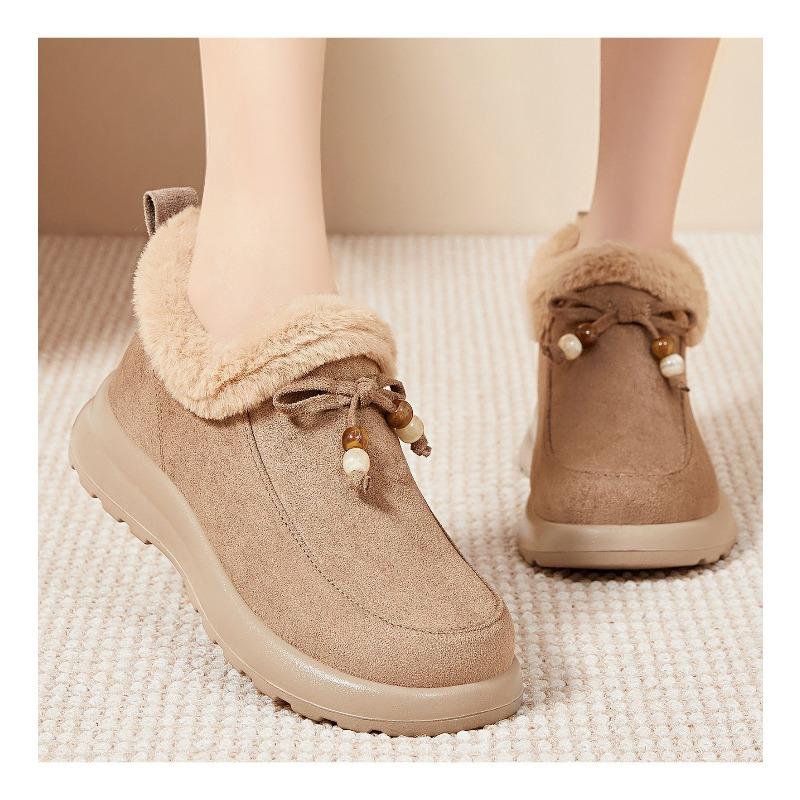 Cotton Shoes, Women's Fleece Thickened Boots, Bow Women's Boots, Cold-proof and Warm, Snow Boots, Fashionable and Versatile Booties