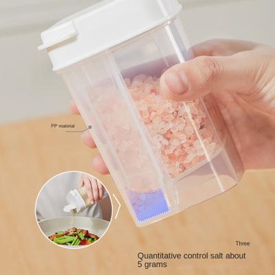 Duurzame Plastic Kruidenfles Transparant met Dubbel Deksel Specerijpotjes Zout Kwantitatieve Fles voor Kruiden Poeders Zout Peper