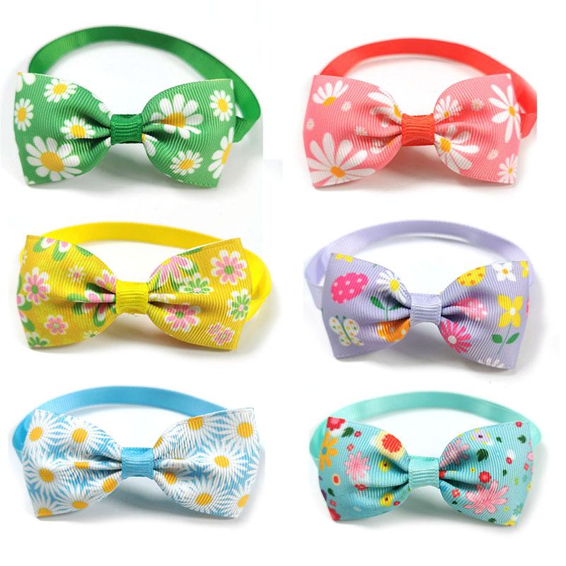 50/100pcs Spring Pet Dog Flower Bow Ties Small Dog Pet Puppy Bow Tie Neckties Dog Grooming Accessories Supplies for Small Dogs
