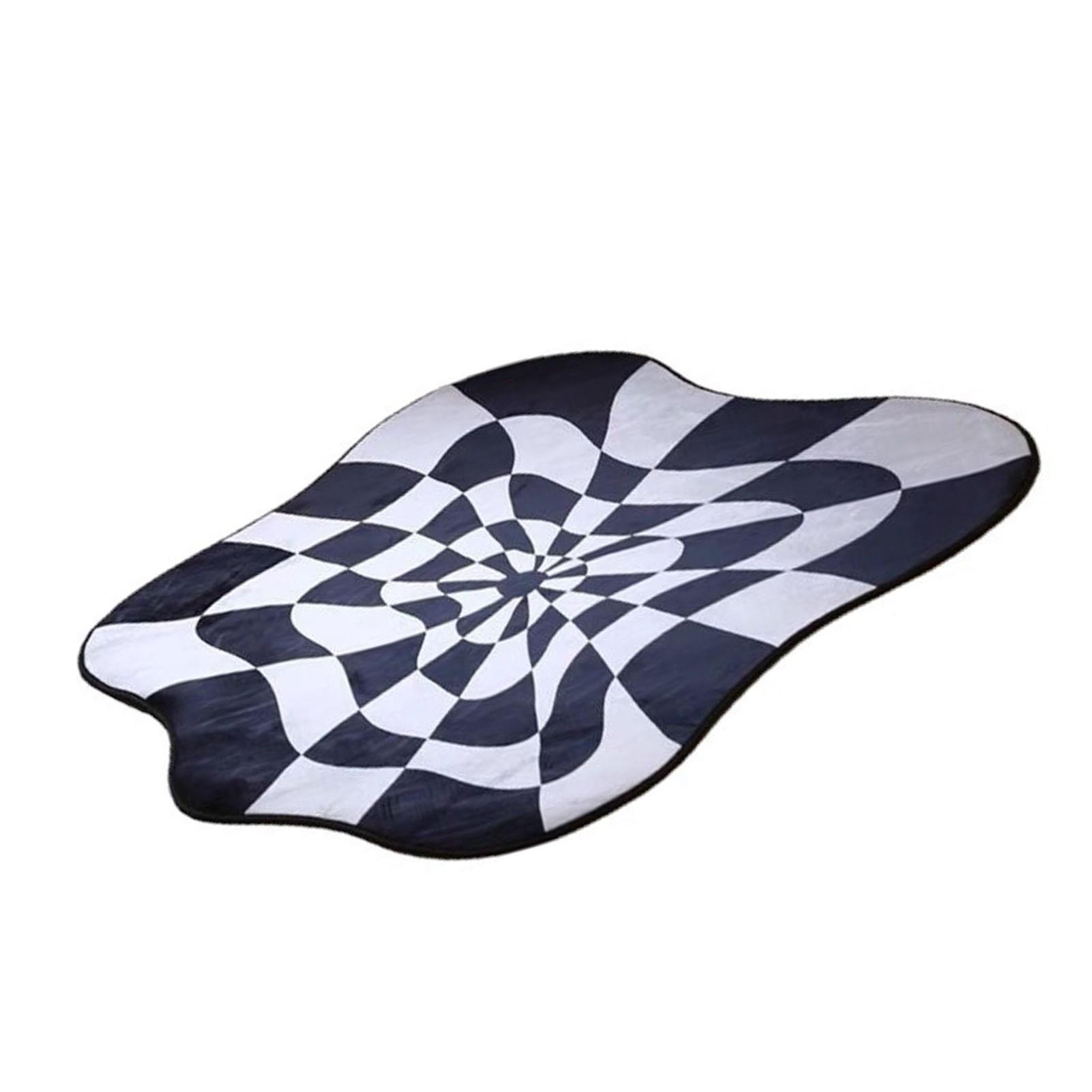 

Ковер Удобный Мягкий Цветовой блок Прикроватный Креативный Неправильной формы Коврик для Спальни Гостиной Балкона Белый и Черный 60x60cm/23.62x23.62in